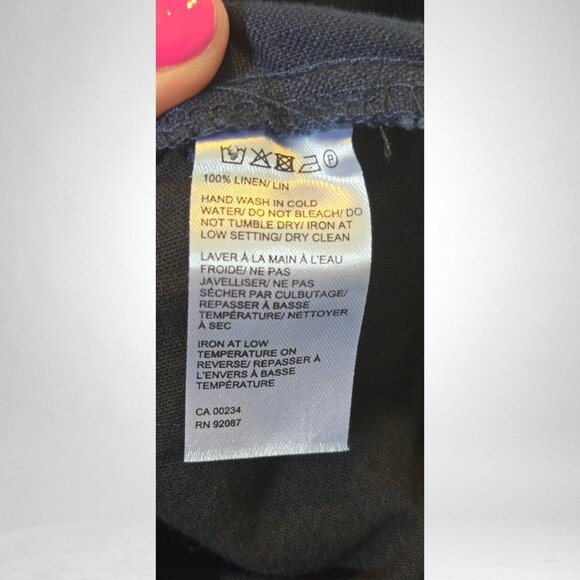 Saks Fifth Avenue  NWT 34 Men's Linen Flat Front Casual Shorts Navy Blue - Picture 6 of 8